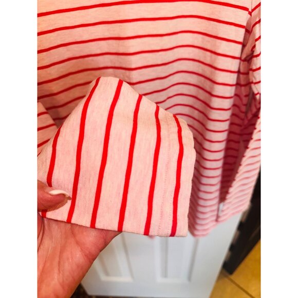 Joules Red White Striped Nautical V Neck Top 10 Classic Travel Casual Money Prep - Picture 8 of 10
